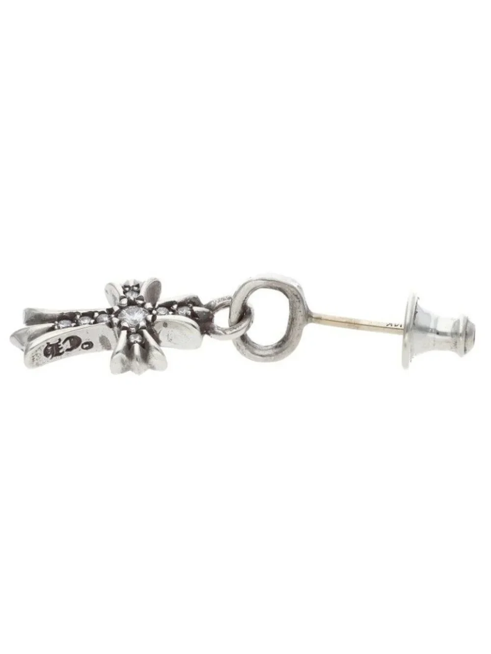 Chrome Hearts Bby Pprchn P D Baby Fat Pave Diamond Silver Earrings